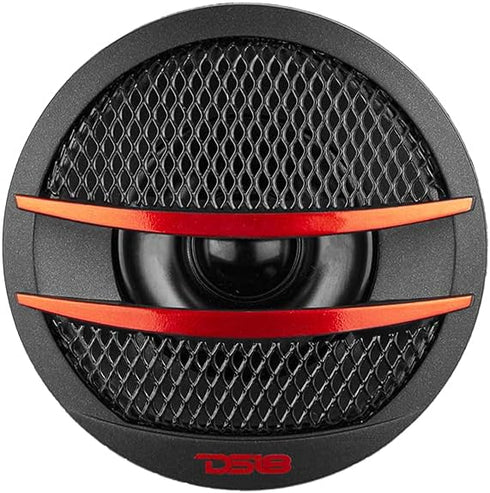 DS18 TX1R 1.38-inch Tweeter Set of 2 (Black/Red) - 200 Watts Max with Mounting Kit