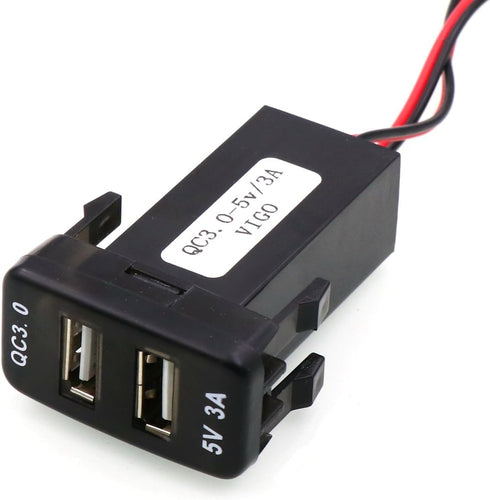 QC3.0 + 5V 3A Dual USB Power Socket - Quick Charge Car Charger USB Adapter for Smartphone, PDA, Android GPS for Toyota