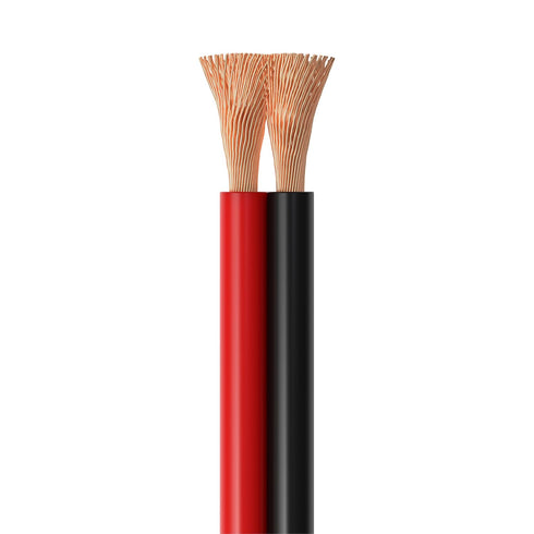 Cables Direct Online Speaker Cable 25FT 14AWG 2 Conductors (14/2) CL3 Rated CCA (Copper Clad Aluminum) Black and Red Jacket Compatible with Low Voltage LED Wire, Car Audio, Home Theater