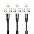 NetDot Magnetic Charging Cable 3in1 Gen12 (5ft/3 Pack Black) 18W Fast Charging Magnetic Phone Charger for USB-C, Micro