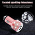 Bling Dual USB Car Charger with 3-in-1 Multi Fast Charging Cable, Rhinestones Car Interior Accessories for Women (Pink)