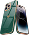 Teageo Cute Love Heart Luxury Bling Case for iPhone 14 Pro Max, Raised Full Camera Protection Bumper, Blackish Green