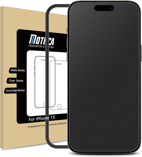 Mothca Matte Glass Screen Protector for iPhone 15 (6.1") - Anti-Glare, Anti-Fingerprint, Easy Install, Case Friendly,