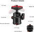 Universal 1/4" Swivel Mini Ball Head Screw Tripod Mount with Hot Shoe Mount, 360° Panoramic Rotating Base Adapter