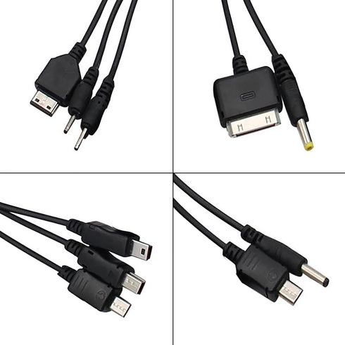 Black 10 in 1 Universal USB Cable - Multiple Universal Charging Cable for Cell Phones, Bluetooth Earphones, and more