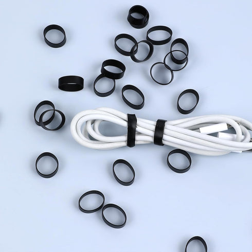200 Pieces 0.5 Inch Small Elastic Silicone Rubber Bands, Strong Black Rubberbands for Wire and Cable Wrapping