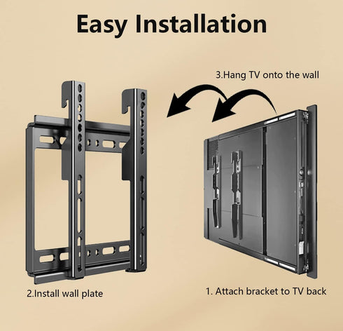 TV Wall Mount Bracket Low Profile Fixed for 14-43 Inch LED, LCD, Plasma TVs, Universal Mount Fits 8" Wood Studs