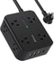 Extension Cord 10 FT - Flat Plug Power Strip Surge Protector with 8 Outlets and 4 USB Ports, Indoor Home Office