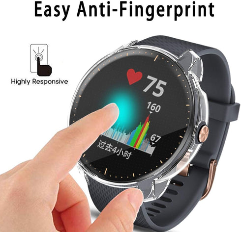 Compatible Waterproof Protective Case for Garmin Vivoactive 3 Music, Soft TPU Plated Screen Protector Cover,