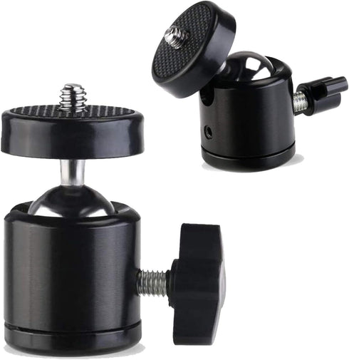 Universal 1/4" Swivel Mini Ball Head Screw Tripod Mount (2 Pack), EszkozTA 360 Degree Rotating Mount Base Adapter for