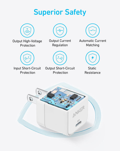 Anker Charger, 2-Pack 20W Fast Charger with Foldable Plug and USB-C to C Cables, for iPhone 15/15 Plus/15 Pro/15 Pro