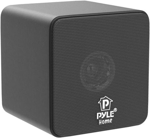 Pyle Home 4” Mini Cube Bookshelf Speakers, 200 Watt Power, 8 Ohm Impedance, 1 Pair, Black - PCB4BK