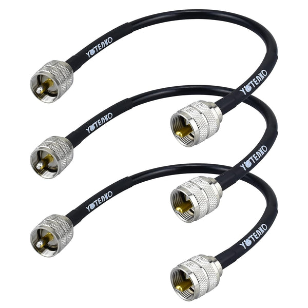 RG8x Coaxial Cable, 3 Pack 1ft Jumper CB Coax Cable with PL259 Male UHF Connector for CB HAM Radio