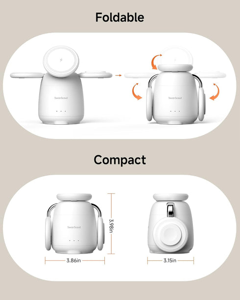 SwanScout 707M Charging Station, 3 in 1 Wireless Charger for iPhone 16/15/14/13/12 Series, Apple Watch & AirPods (No