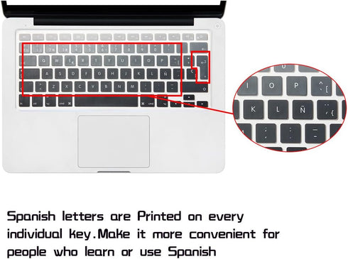 HRH Spanish Silicone Keyboard Cover for MacBook Air 13, MacBook Pro 13/15/17, iMac Older EU Layout - Ombre Gray