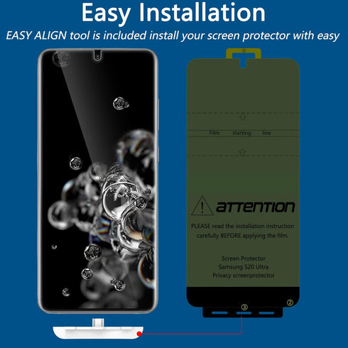 LYWHL 2+2 Pack Privacy Screen Protector for Samsung Galaxy S20 Ultra, Anti-Spy Black Film + Camera Lens