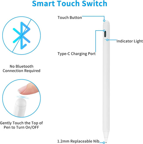 Stylus Pens for Amazon Kindle Fire 10, Active Digital Pencil with 1.5mm Fine Tip for 11th Gen, White
