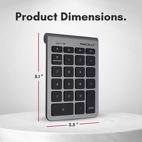 Macally Bluetooth Number Pad for Laptop - Wireless 22 Key Numeric Keypad for Data Entry, Compatible with MacBook, iPad
