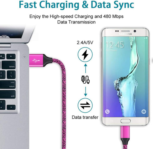 Micro USB Charger Block / Fast Charging Cord for Android Phones / 6FT Compatible with LG K40, K50, and More