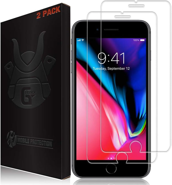 2 Pack Tempered Glass Screen Protector for iPhone 8 Plus, 7 Plus, 6s Plus & 6 Plus - Lifetime Replacement, Case