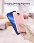 VRURC Portable Charger 10000mAh Slim LED Display Power Bank with 5 Output 2 Input, Built-in Cables, Pink
