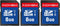 elecacc 8GB SD Card (3 Pack), C10 SDHC UHS-I Memory Cards U1 Class