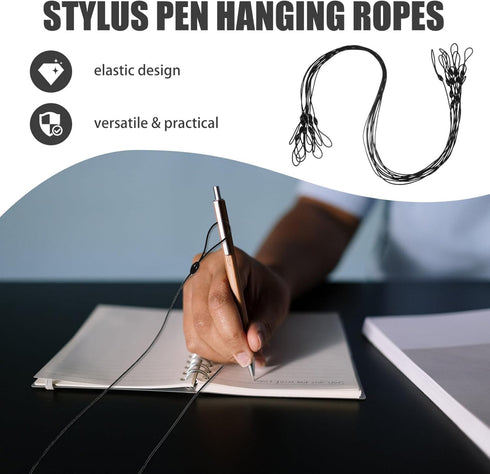 HOMSFOU 10pcs Stylus Tether Plastic Elastic Tether Lanyard for Touch Pens Anti-Lose Tablet Pens Coil Spring Straps Perfect Tool to Tether a Drawing Pen to Touchscreen