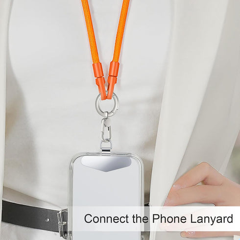 TENOC 360 Metal Phone Tether, Universal Cellphone Lanyard Pad with Rotation Spring Ring, Silver