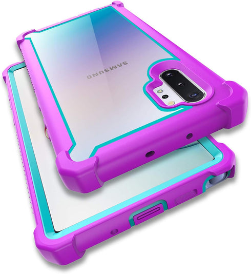 Case for Samsung Galaxy Note 10 Plus with Screen Protector, Full Body Protective Hybrid Dual Layer Case (Purple Light