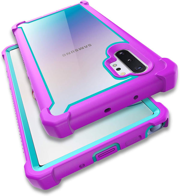 Case for Samsung Galaxy Note 10 Plus with Screen Protector, Full Body Protective Hybrid Dual Layer Case (Purple Light