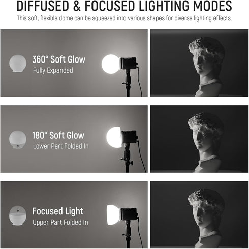 NEEWER CRS6 Softbox Diffusion Dome with 3 Adapter Rings, Compatible with Godox V1 NEEWER Z1 Z2 Round Head Flash and