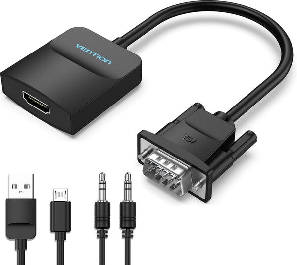 VENTION VGA to HDMI Adapter, 1080P Video Dongle with Audio Cable (0.5FT), Male to Female for PC, Monitor, HDTV