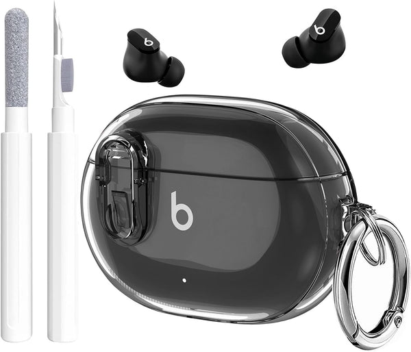 Beats Studio Buds/Plus Case Cover, Clear 2021/2023 with Lock Clip and Clean Kit, GARTOO Protective Case for Studio Bud