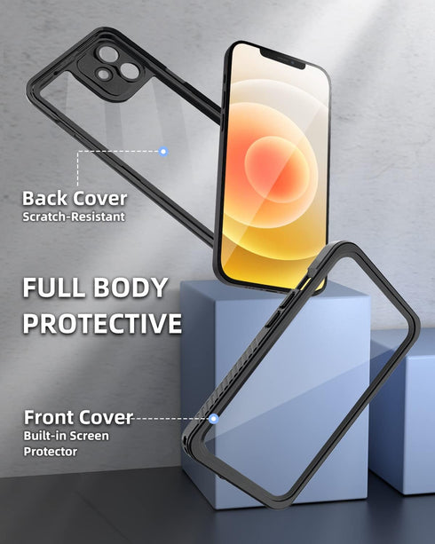 WIFORT iPhone 12 Mini Waterproof Case, Certified Water Proof & Military Protection with Built-in Screen Protector