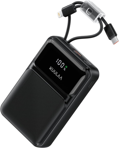 Kuulaa Portable Charger with Built in Cables 20000mAh, Travel Power Bank with LED