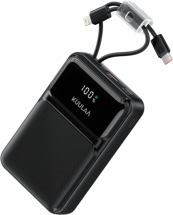 Kuulaa Portable Charger with Built in Cables 20000mAh, Travel Power Bank with LED