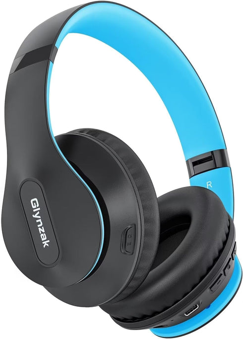 Wireless Bluetooth Headphones Over Ear, 65H Playtime HiFi Stereo Headset with Microphone and 6EQ Modes Foldable Bluetooth V5.3 Wireless Headphones for Travel, Computer Laptop (Blue), WH207A