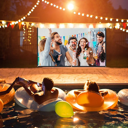 StepOK 16:9 60"|72"|84"|100"|120"|150" (72 inch Projector Screen, White Projector Screen, No Crease Home Theater