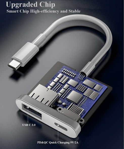 USB C OTG Adapter with Power, 2 in 1 USB C to USB Female with 60W PD Charging for iPhone and iPad