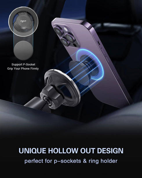 Magnetic Phone Holder for Car, for Magsafe Car Mount with Stable Air Vent Hook Clip, Strong Magnet for iPhone