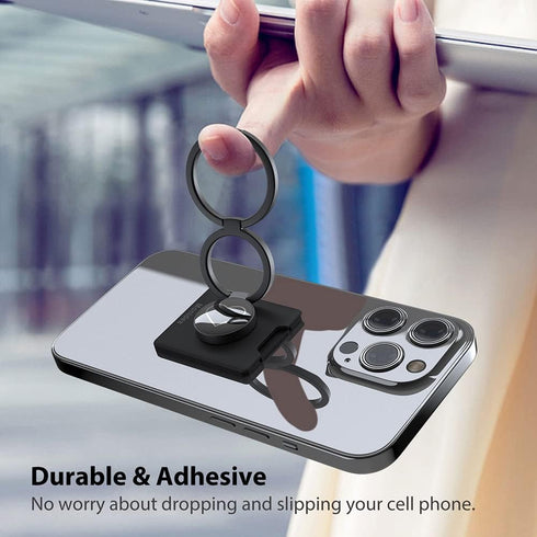 Phone Grip Ring Holder, Wireless Charging Friendly, Foldable & Adjustable Double Metal Stand for iPhone Samsung & Other