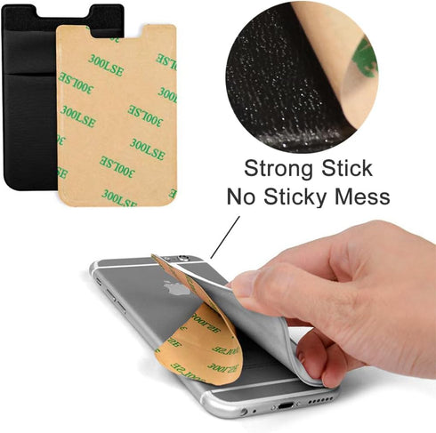 Phone Card Holder Stretchy Wallet Pocket Pouch Sleeve Adhesive Sticker Compatible with iPhone Samsung Galaxy - 3Pack
