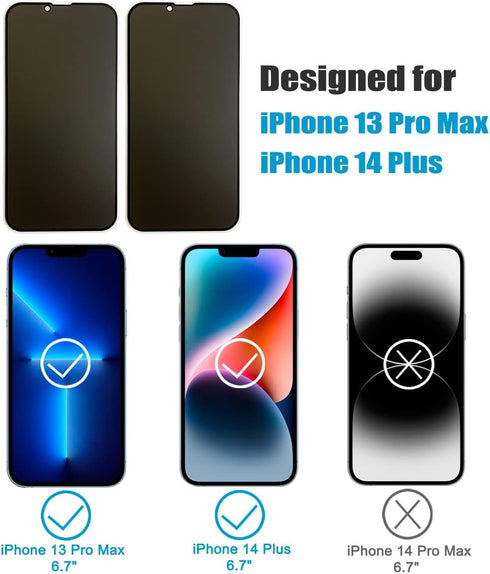 2-Pack Matte Privacy Screen Protector for iPhone 13 Pro Max/iPhone 14 Plus, Anti-Spy, Scratch Resistant, Full Coverage.