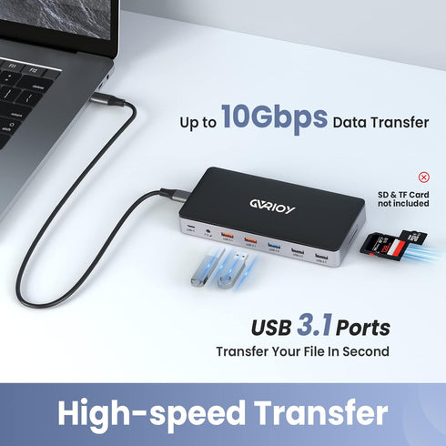 USB C Laptop Docking Station, 15 in 1 Multiport Adapter with Triple Display, Dual DP, HDMI, VGA, USB C/A, RJ45
