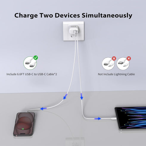 Fits for iPhone 15 Charger, 2 Pack 20W USB C Fast Wall Charger Adapter with 2 Pack 6.6 ft USB-C Cable for iPhone 15/15