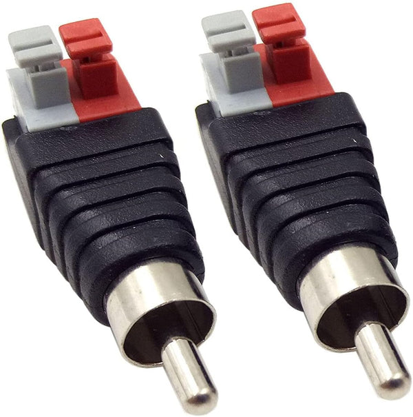 Hakiang 2-Pack Speaker Phono RCA Male to 2 Screw Terminal Female Strip Adapter, Balum Connector
