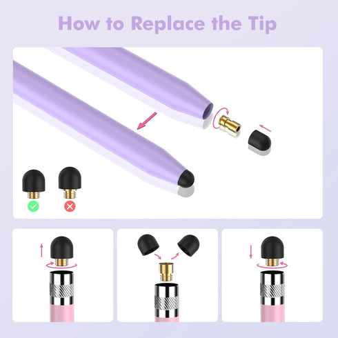 StylusHome 5 Pack Stylus Pens for Touch Screens, Dual-end High Sensitivity Capacitive Stylus for iPad, iPhone, Android