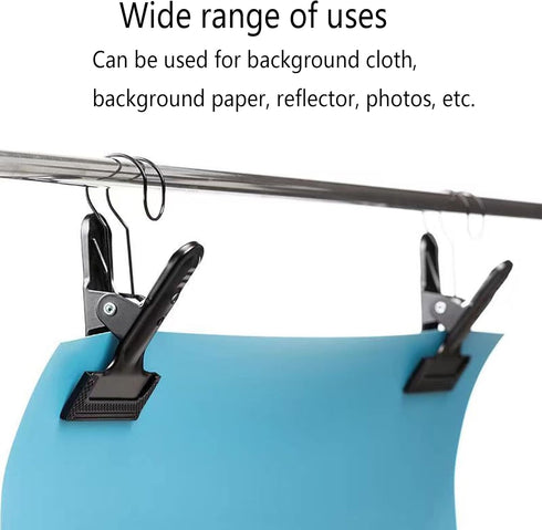 Backdrop Spring Clamps With Hook, 2 Pack of 4" Heavy Duty Clips for Photography Background Stands