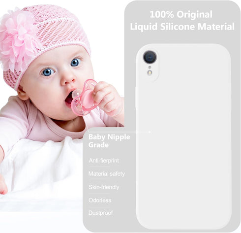 Vooii iPhone XR Case, Upgraded Liquid Silicone with Square Edges and Camera Protection - White