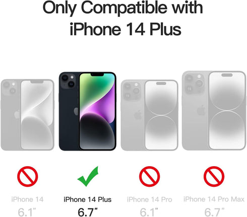 JETech Magnetic Phone Case for iPhone 14 Plus 6.7-Inch, Compatible with MagSafe, Slim Shockproof Translucent Matte Black